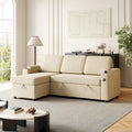 L-Shaped Convertible Sofa Bed with Storage and Charging Ports