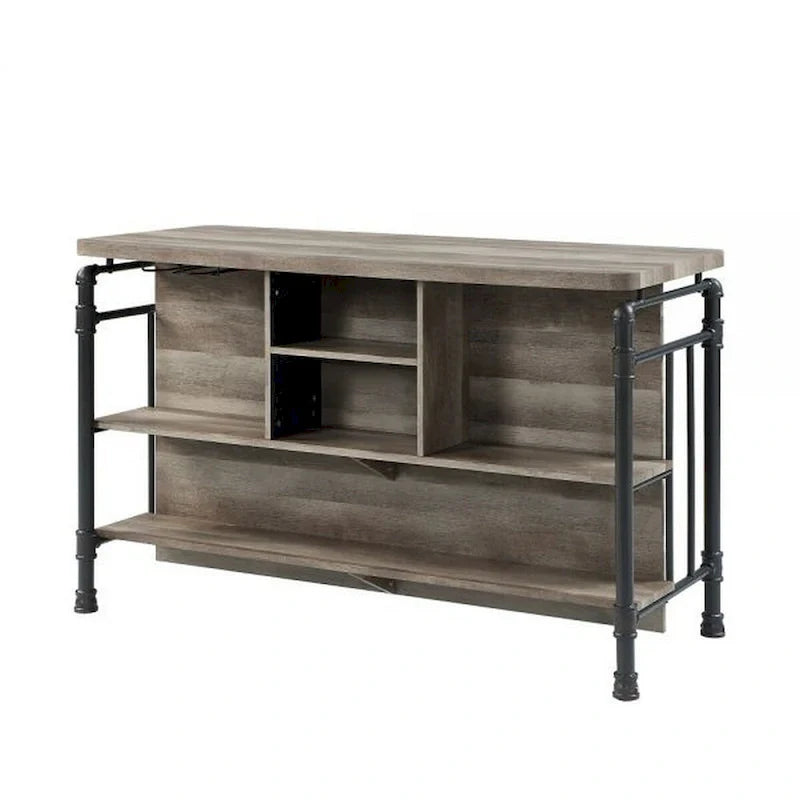 59-Inch Kitchen Island with 2 Shelves, Brown and Gray