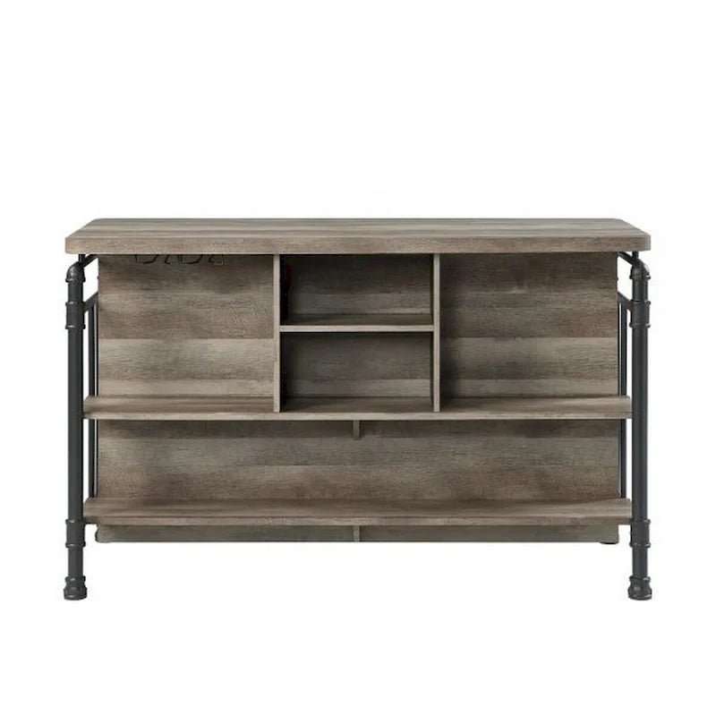 59-Inch Kitchen Island with 2 Shelves, Brown and Gray