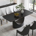 Rectangle Sintered Stone Dining Table with U-Shape Carbon Steel Base, 71 x 35.43 x 29.53