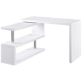 360 Degree Rotating Corner Computer Desk, L Shaped Desk, Home Office Workstation with 3-Tier Storage Shelves, White
