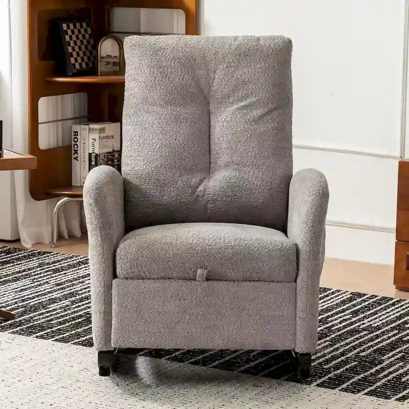 Upholstered Rocking Chair with High Back and Side Pocket